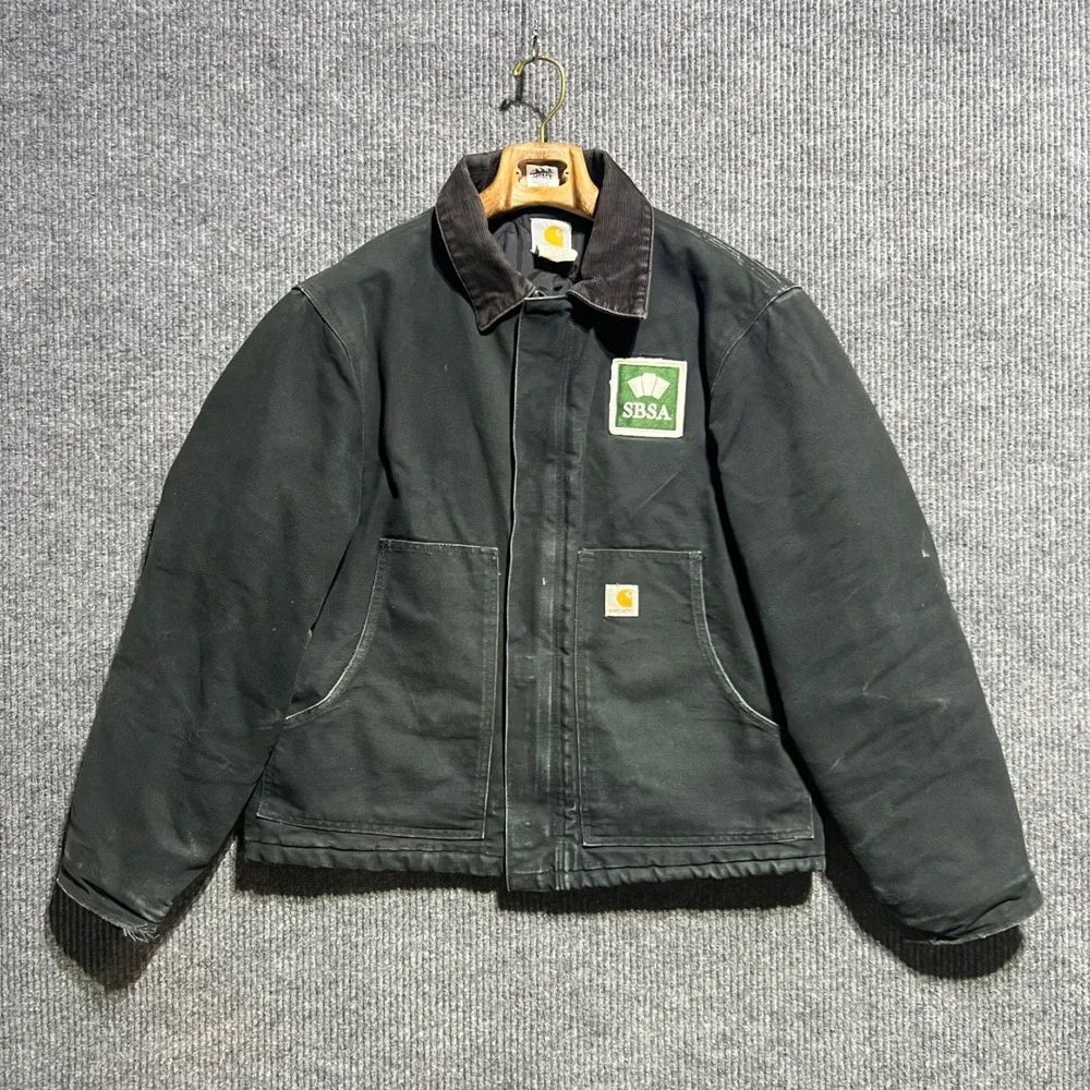 Vintage Carhartt J02 BLK Arctic Traditional Jacket Mens 42 Black Workwear SBSA